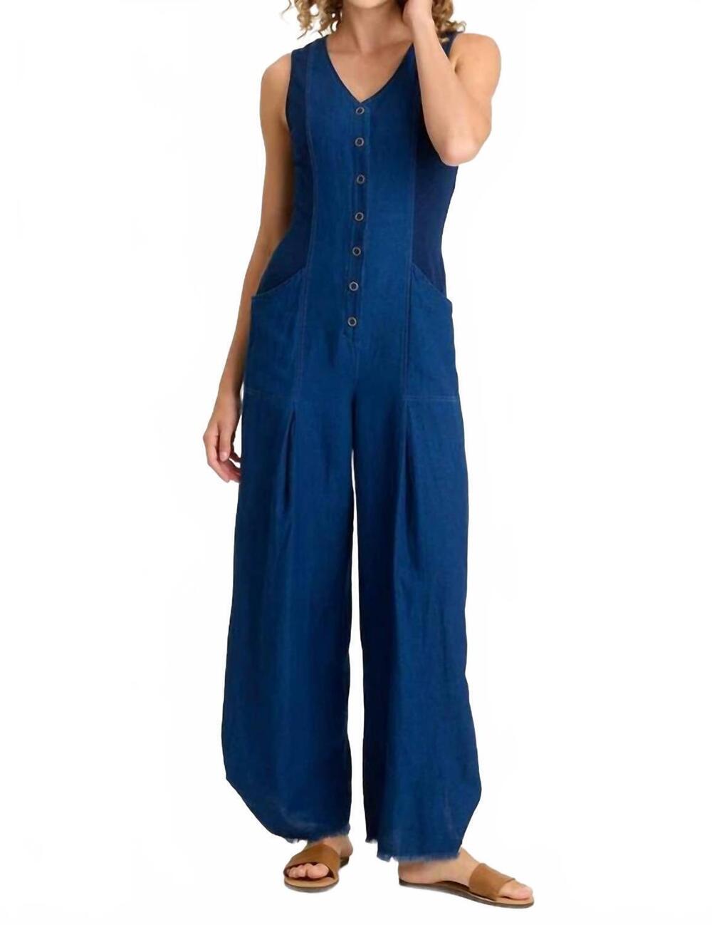 NEW XCVI aisling snap-up jumpsuit in sluice wash